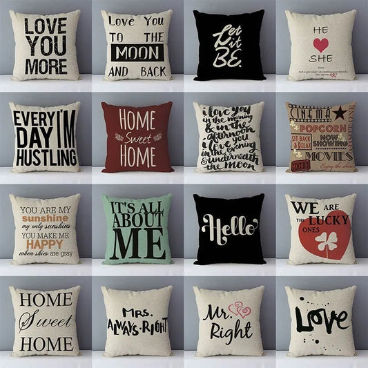 Popular Phrase Words Letters Printed Cozy Couch Cushion Cover Home Decorative Pillowcase 45x45cm Square Sofa/Bed Cushions Covers