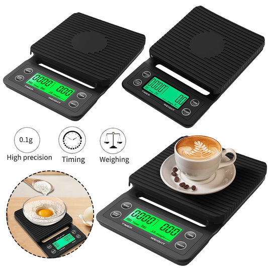 5/3kg LCD Kitchen Coffee Scale with Timing Digital Display Timer Coffee Weight Tool High Precision Measuring Precision LCD Scale