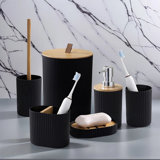 6 Piece Bathroom Accessories Set Modern Bathroom Essentials Set with Soap Dispenser Soap Dish & Toilet Brush
