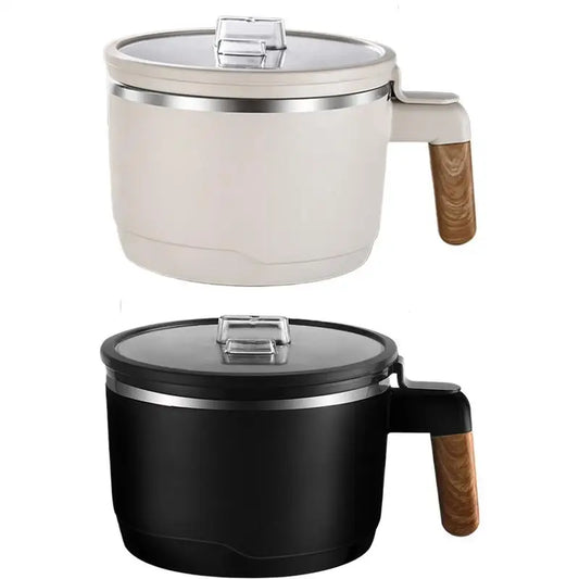 Stainless Steel Double-layer Heat Insulation Anti-scalding Lunch Box Rice Bowl Soup Bowl Instant Noodle Mixing Bowl with Handle