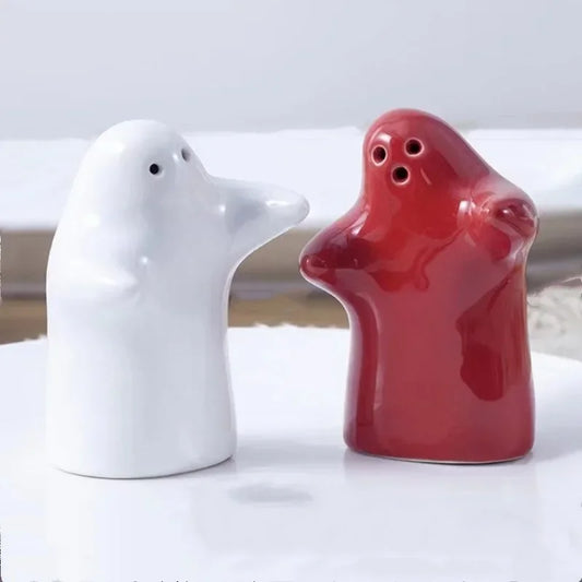 Ceramic Ghost Funny Mini Pepper Salt Pot Seasoning Pot Creative Hug Little Couple Home Artcraft Bottle Jar Wedding Gift Ornament