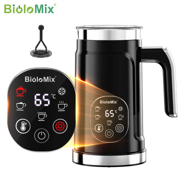 BioloMix 5-in-1 Milk Frother with LED Touch Screen – Hot & Cold Foam Maker for Lattes, Coffee & More