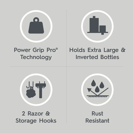 L Shape Shower Storage Basket Adhesive Suction Mount Rust Resistant Metal Corner Organizer with Hooks Bathroom Essentials