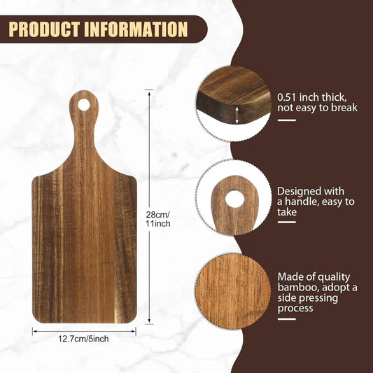 6 Pcs Cutting Board Bulk Kitchen Thicken Chopping Platter with Handles Wooden Charcuterie Serving Trays Blank Wood Boards