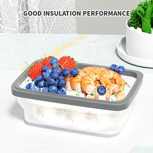 Collapsible Silicone Food Storage Container, Leftover Meal box For Kitchen, Bento Lunch Boxes,  Microwave and Freezer Safe
