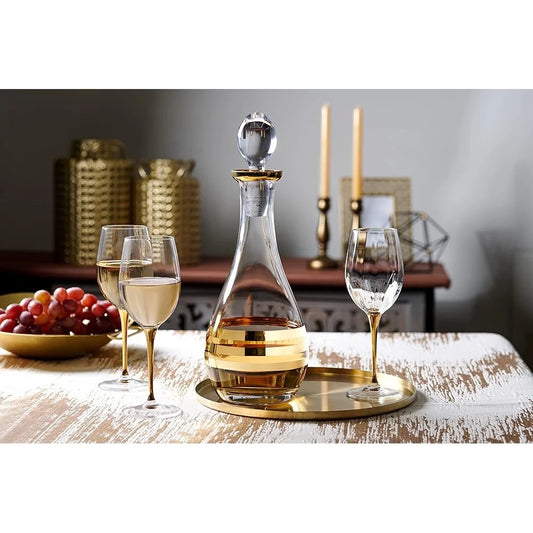 6 Pack Lead Free Crystal Wine Goblets Gold Stem Dishwasher Safe Elegant Glasses Set Gift Boxed Fine Dining